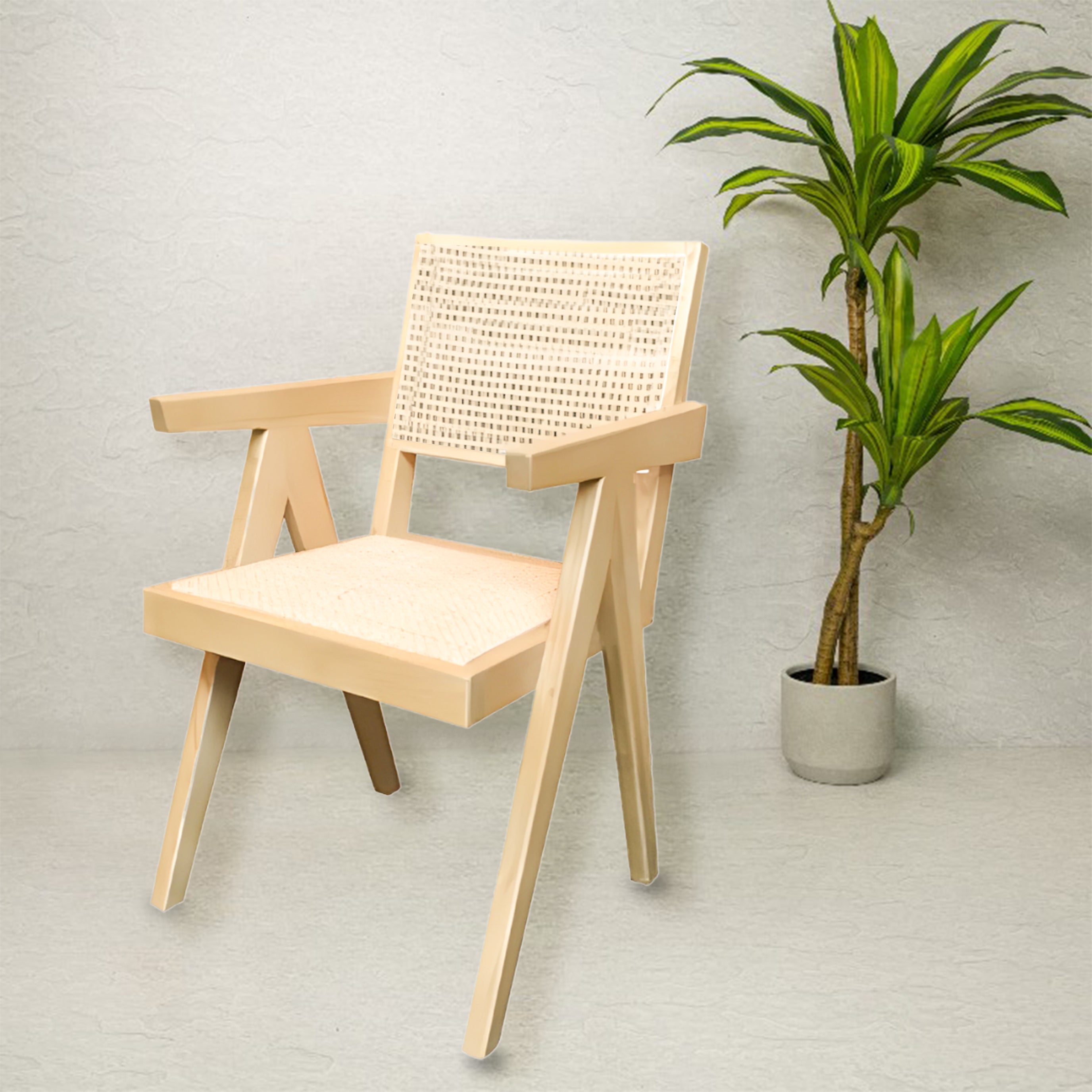 Pierre Jeanneret Replica Armchair | Natural Closed Weave – Cane