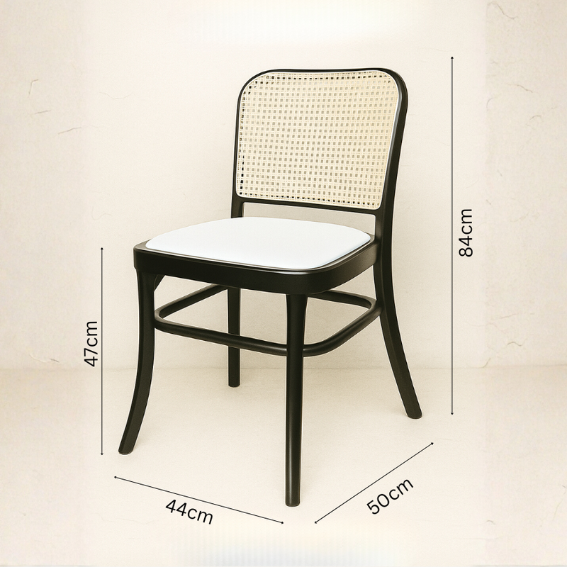 Bentwood Replica Dining Chair | Black Upholstered Seat