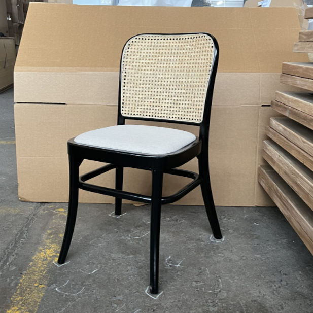 Bentwood Replica Dining Chair | Black Upholstered Seat