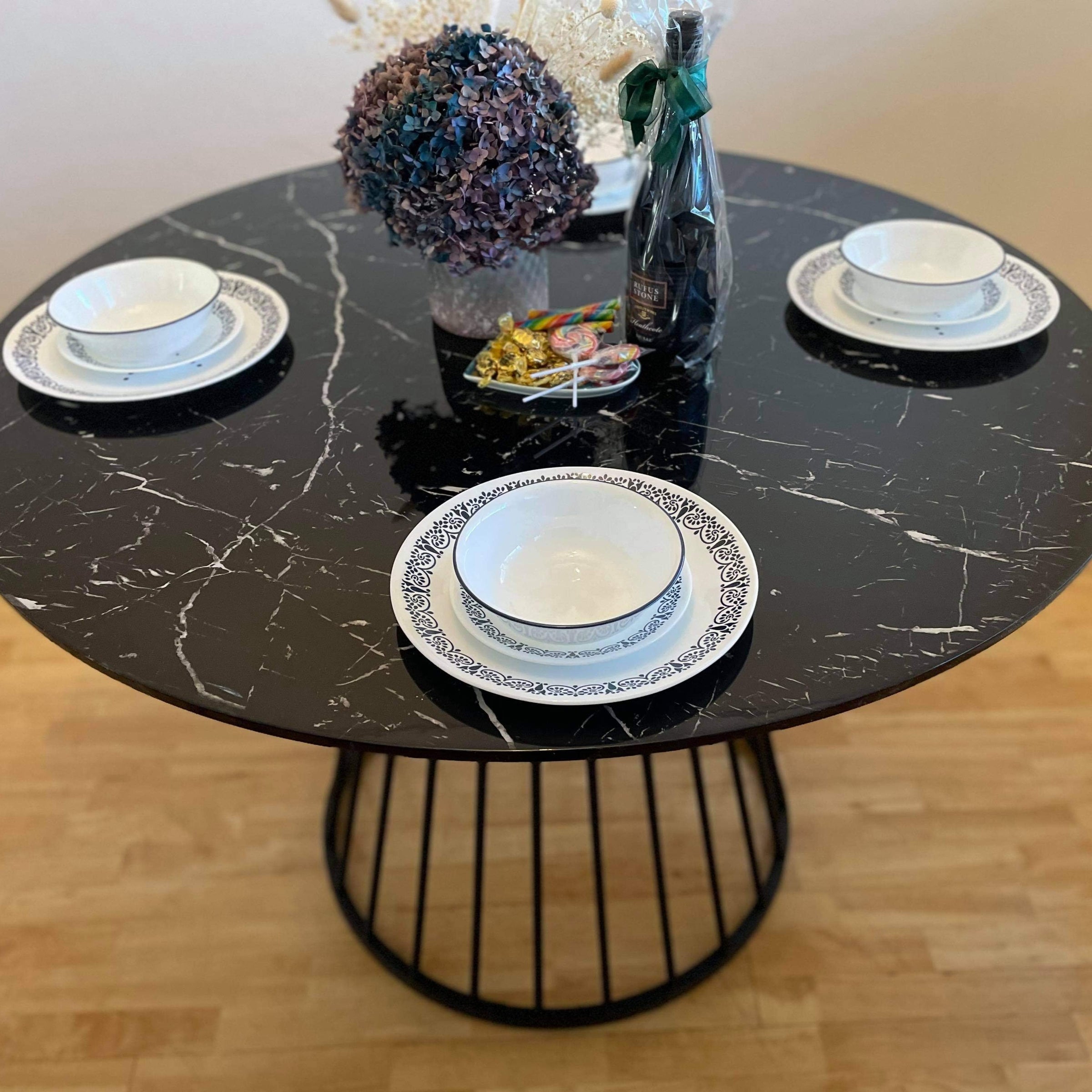 Marble Laminate Dining Table | Black