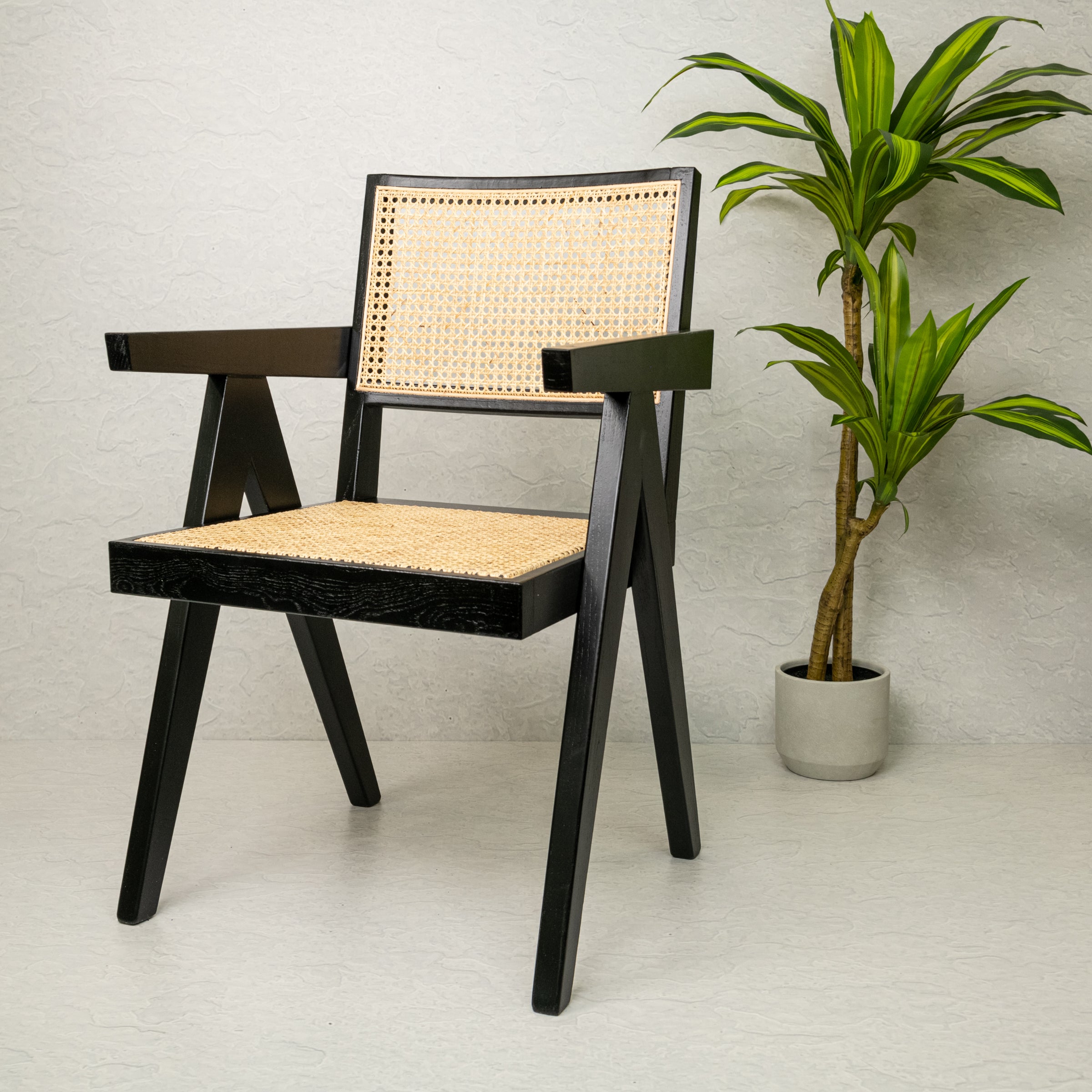 Pierre Jeanneret Replica Armchair Black – Cane Wood Emporium