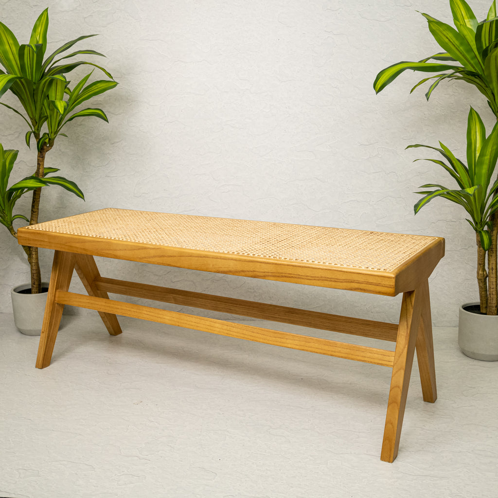 Pierre Jeanneret Replica Library Bench | Natural Full Seater – Cane ...
