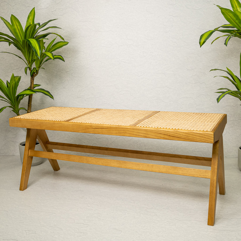 Pierre Jeanneret Replica Library Bench | Natural Trifecta – Cane & Wood ...